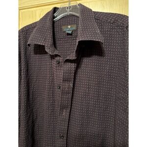 Toscano Men's LS Cotton Button Down XL Burgundy Waffled Thick by Patrick Assaraf